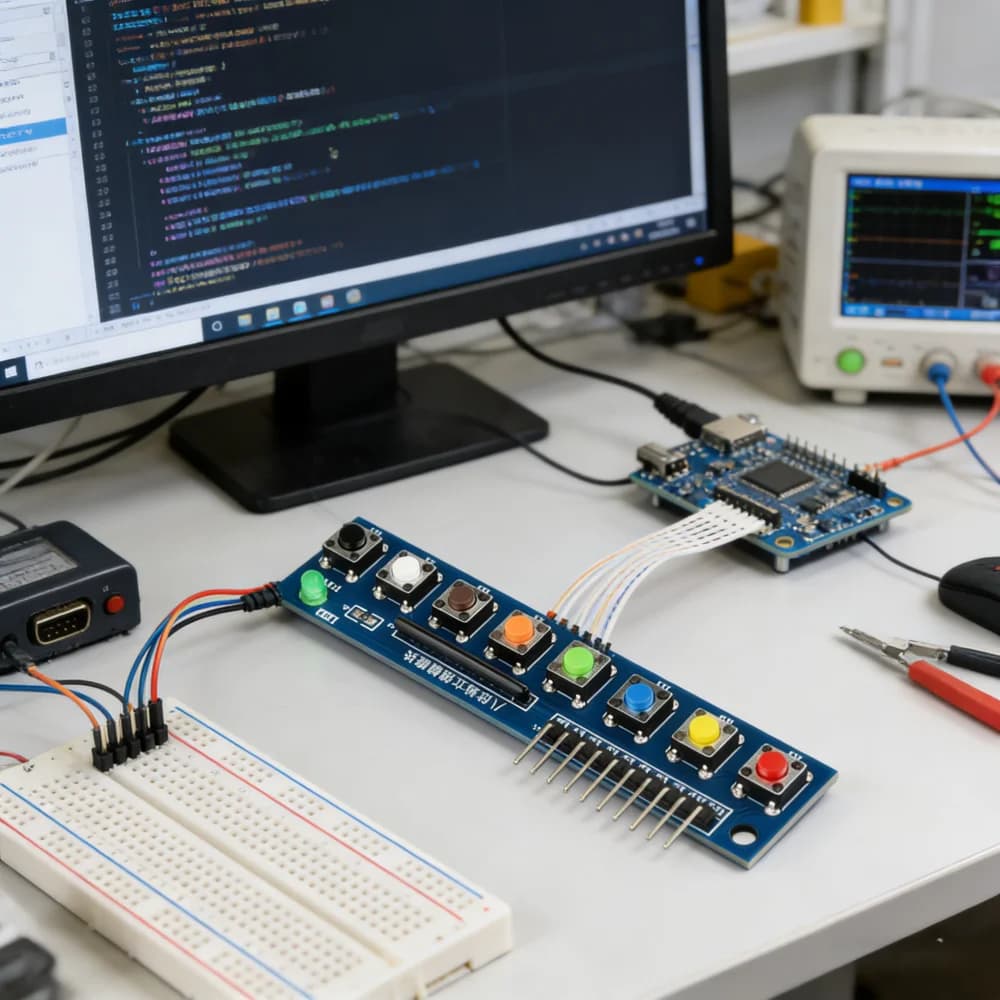Module de commutation à clé indépendante 8 bits avec résistances intégrées, indicateur LED vert, bas