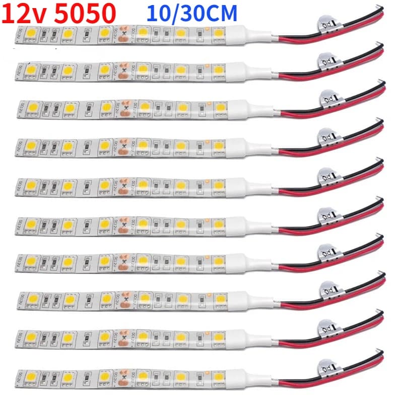5 pièces DC12V 10 cm 6 LED s 30 cm 18 LED bande lumineuse SMD5050 non étanche bande LED flexible ban