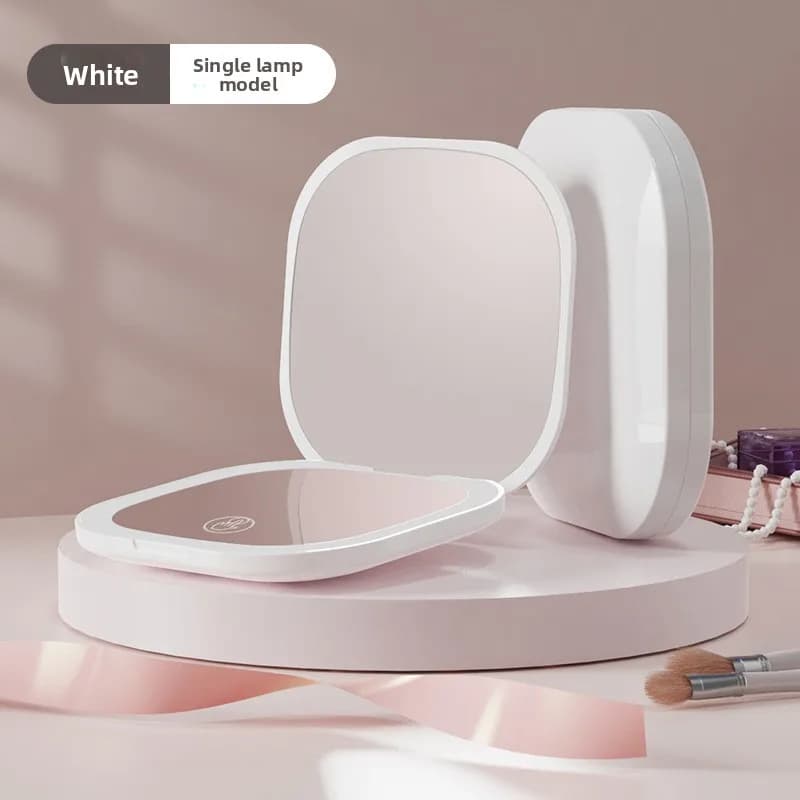 Miroir de maquillage LED pliable portable avec lumière, haute définition, lumière d'appoint portativ