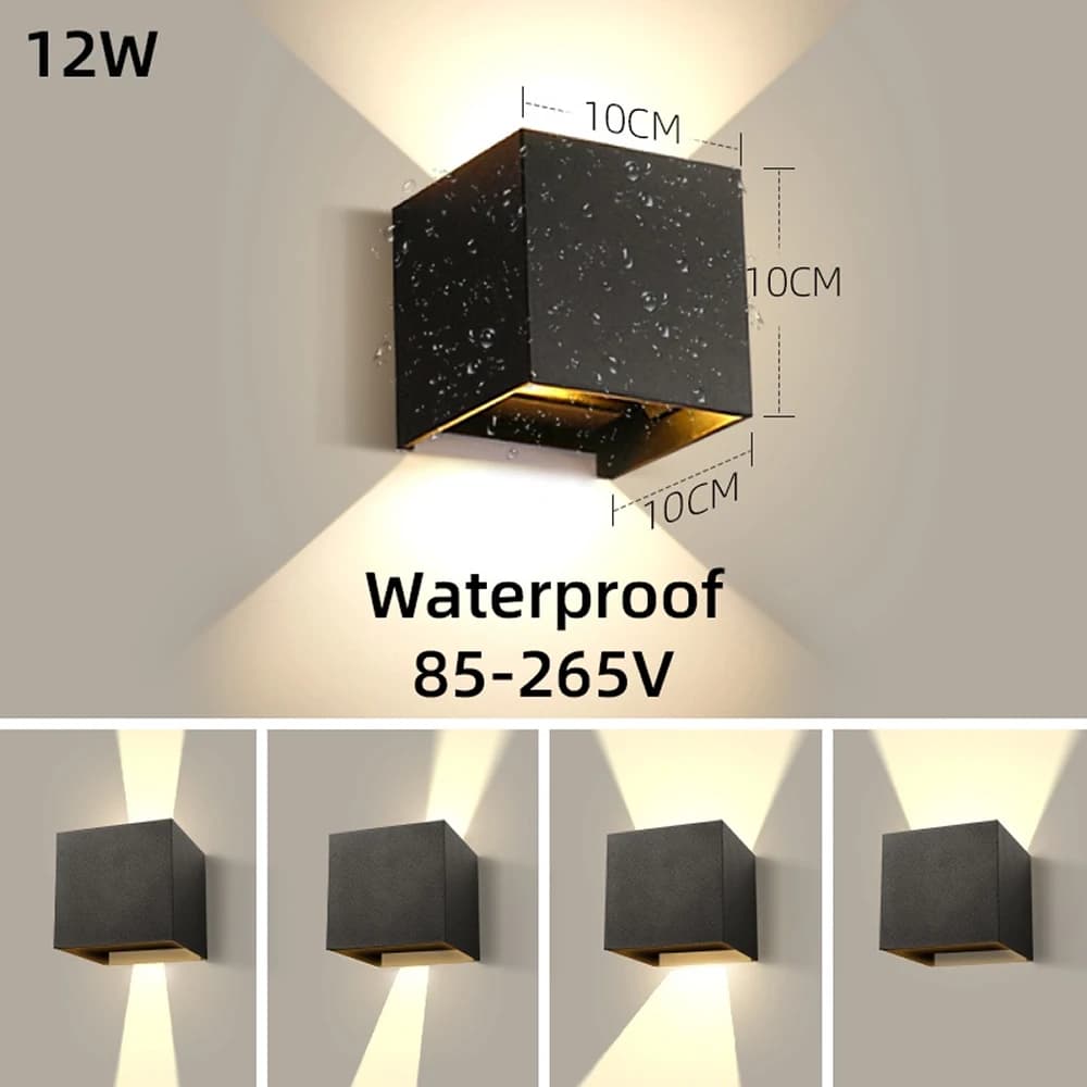 Lampe murale d'extérieur à LED, étanche, éclairage lumineux vers le haut et vers le bas, 110-264V, 1