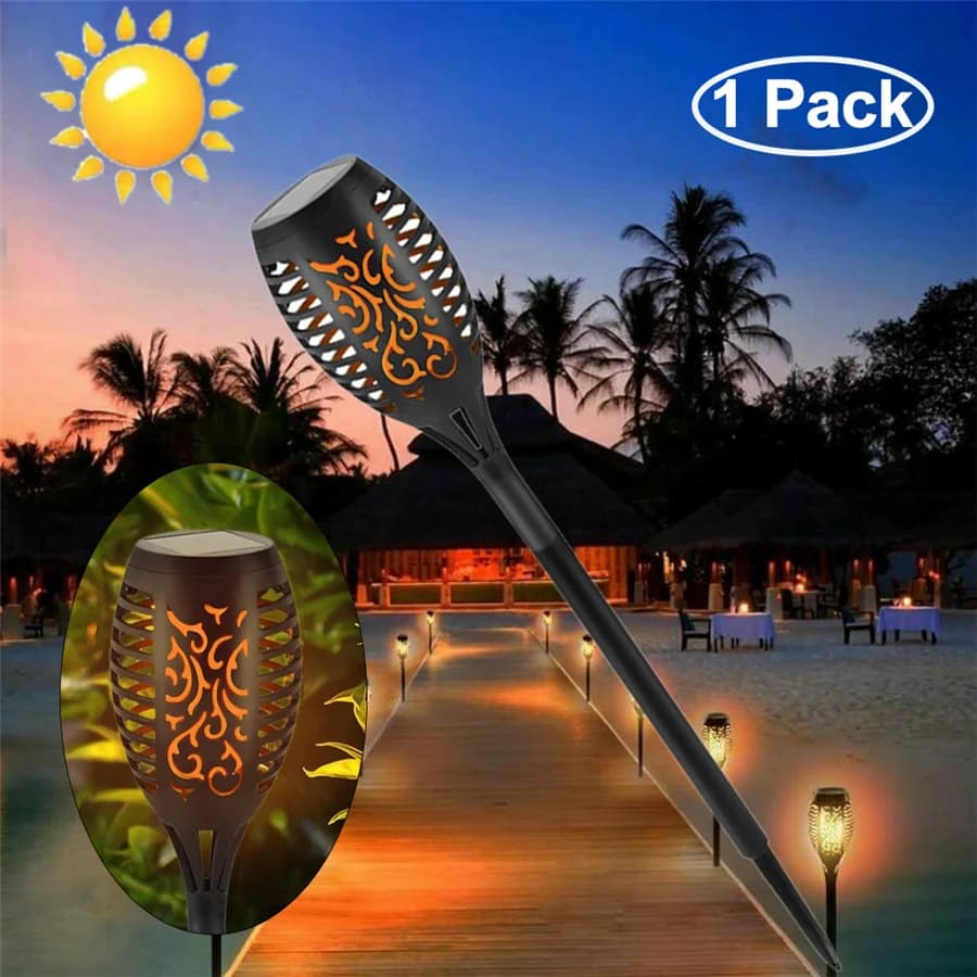 Nouvelles lampes solaires LED créatives à effet flamme, lumières de jardin scintillantes, étanches, 