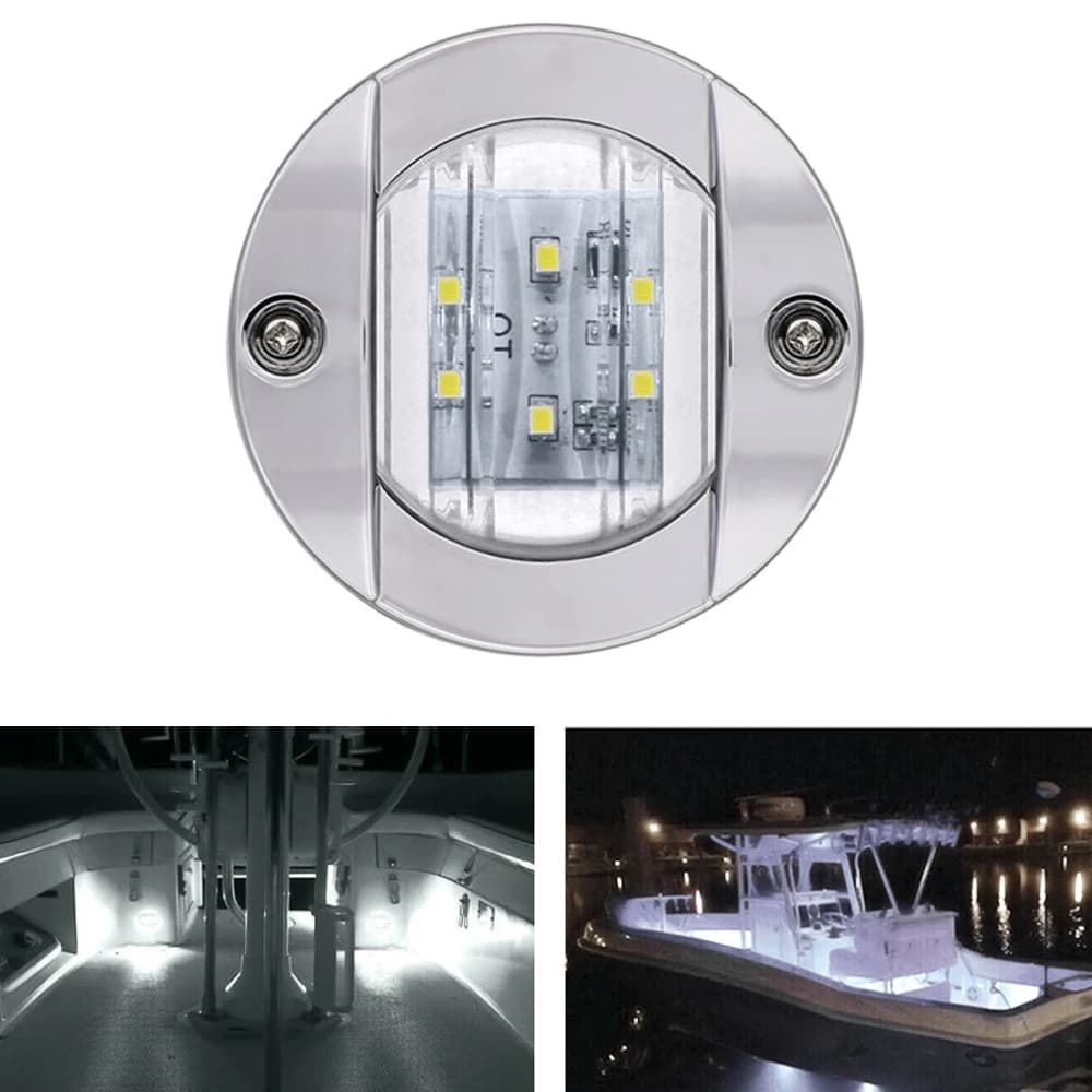 Lumière de Courtoisie Étanche pour Yacht Rond et Bateau, 6LED, 12V, 2.2 W, 4 Pièces