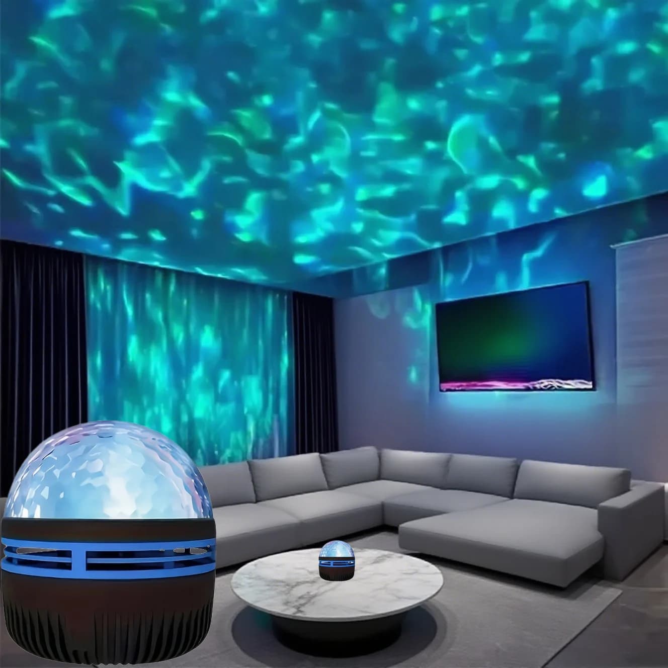 Ciel étoilé galaxie océan vague projecteur lumière USB 7Modes LED lampe de nuit rotation automatique