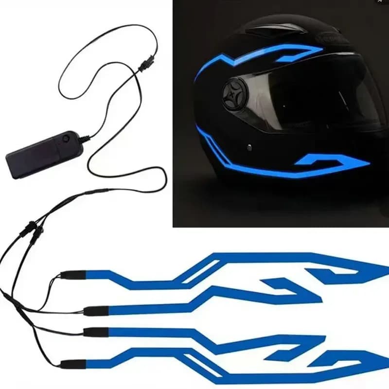 Lumière de casque de moto, Signal de conduite de nuit, 4 en 1, lumière EL, 3 modes, bande lumineuse