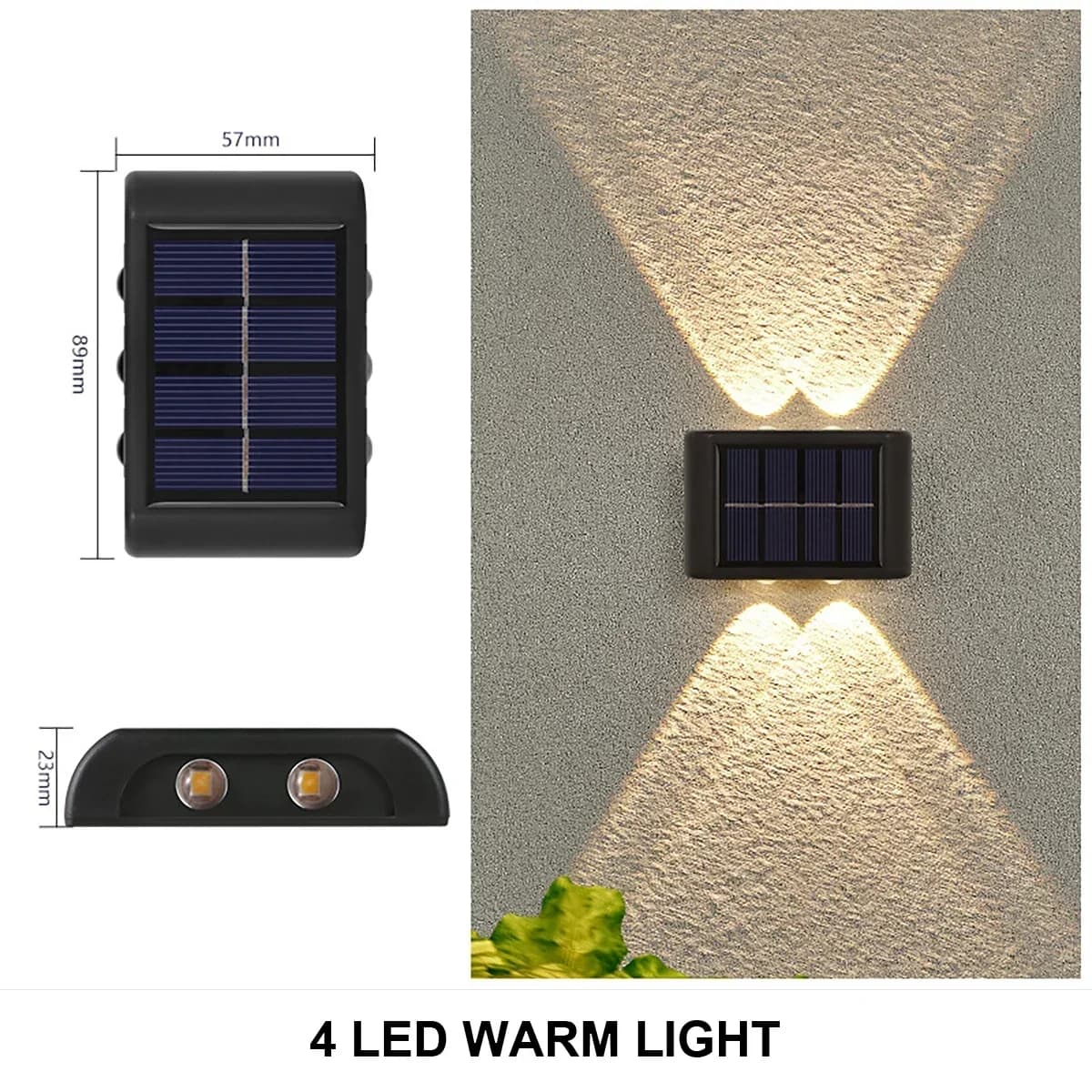 Lampe solaire murale extérieure, étanche, alimentée par l'énergie solaire, éclairage vers le haut et