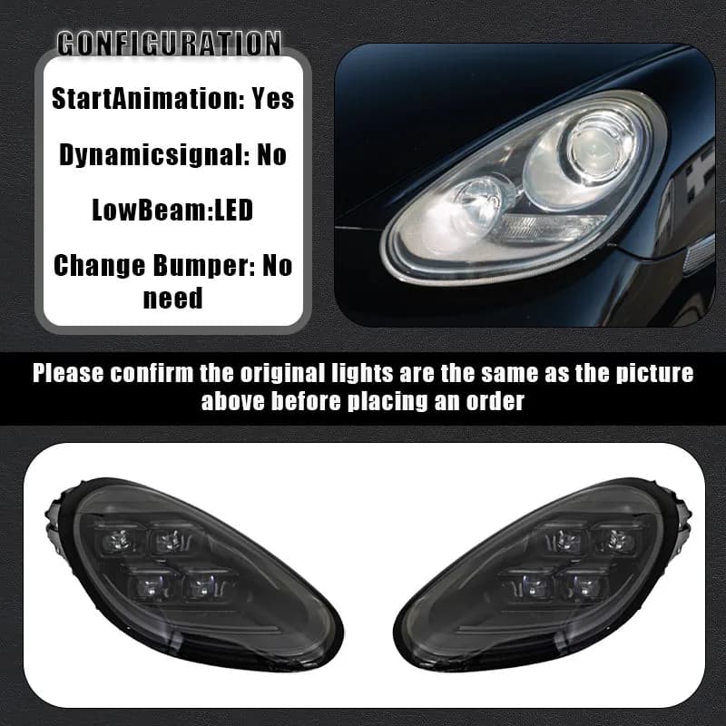 Feux avant LED pour Porsche Cayman 987 2005-2012, clignotants dynamiques DRL, accessoires auto