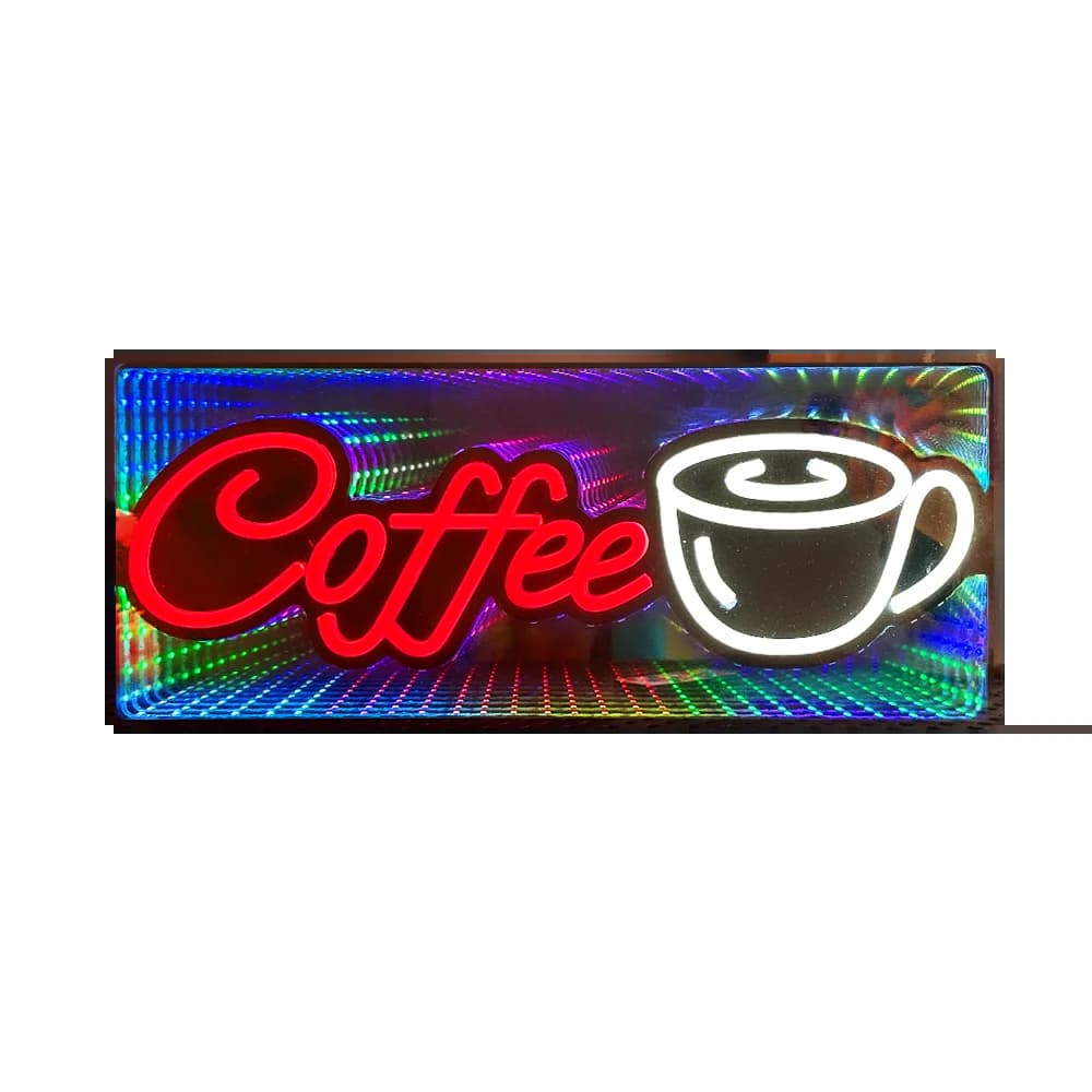 Enseigne au néon LED pour Bar à café 3D, Double face, couleur, lumière Tunnel, miroir à couleur chan