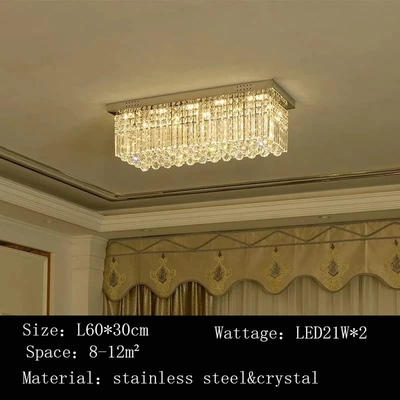 Lampe de salon de villa luxueuse rectangulaire et carrée, lampe de plafond LED en cristal, luminaire