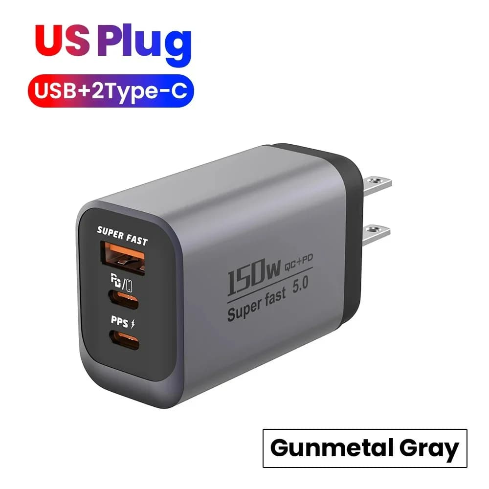 Chargeur USB Type C 150W USB QC3.0, charge rapide, adaptateur de voyage pour téléphone portable, pou