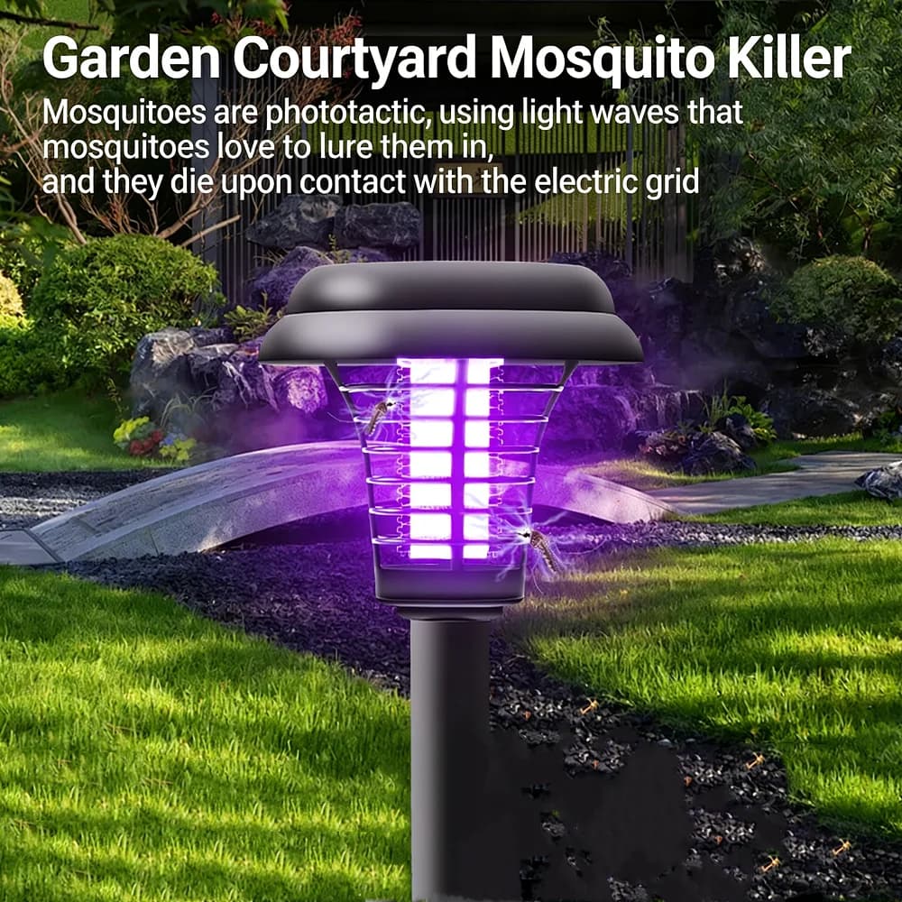 Lampe Solaire Anti-Moustiques, Piège à Mouches de Jardin, Piège Électrique pour Moustiques, Éclairag