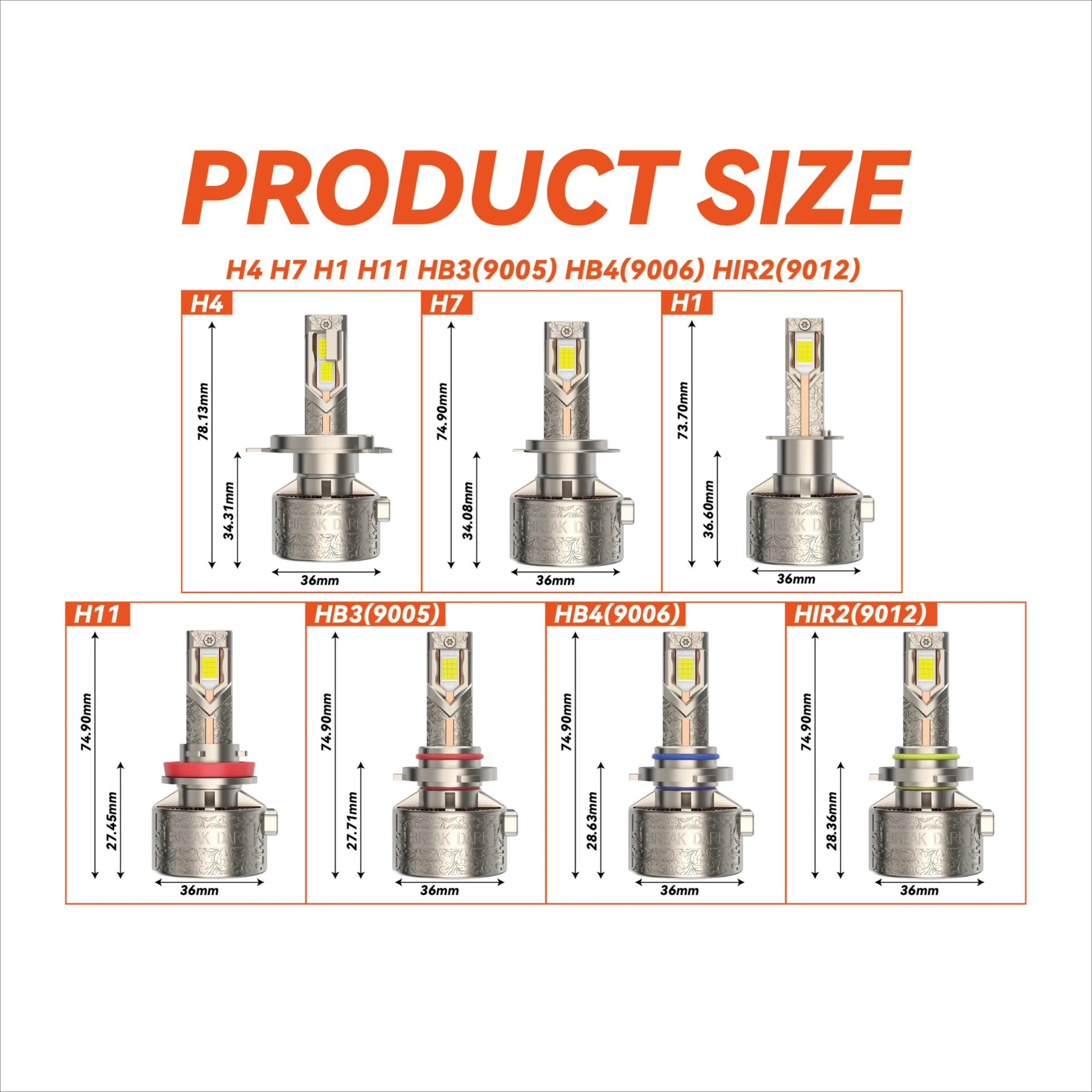 Phares LED à Tube de cuivre Quad 270W H4 H7, faisceau Hi/Lo 27000LM, lumières Led Ultra lumineuses p