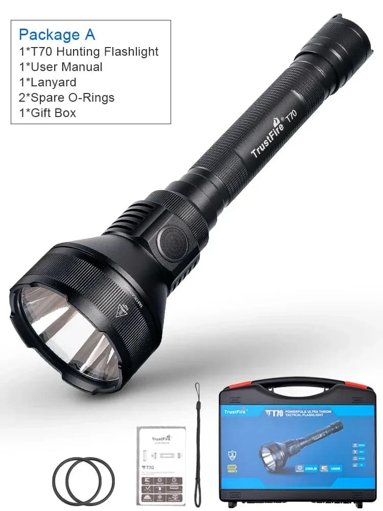 Lampe de poche LED pour la chasse, 2300lumens, torche tactique, puissante lumière Rechargeable par b