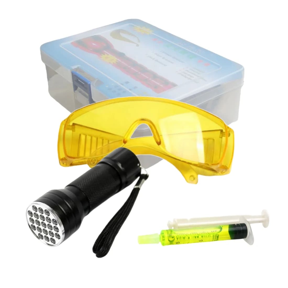 Kit de détecteur de fuite de système A/C de climatisation de voiture, lampe de poche UV LED, lunette