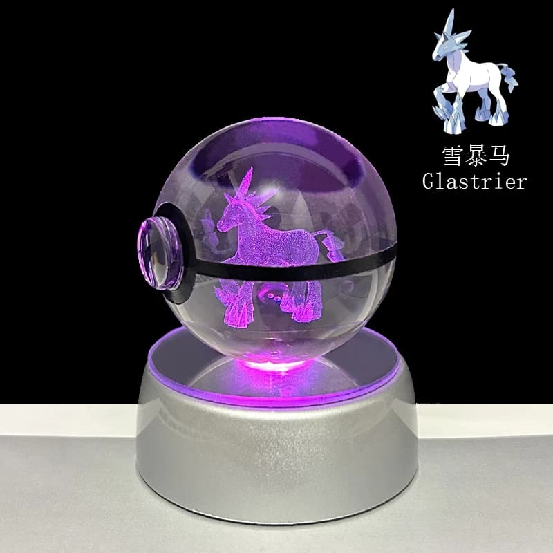 Boule de cristal Pokemon 3D Pikachu Gengar Eevee Mewtwo, jeu d'anime Pokeball avec Base de veilleuse