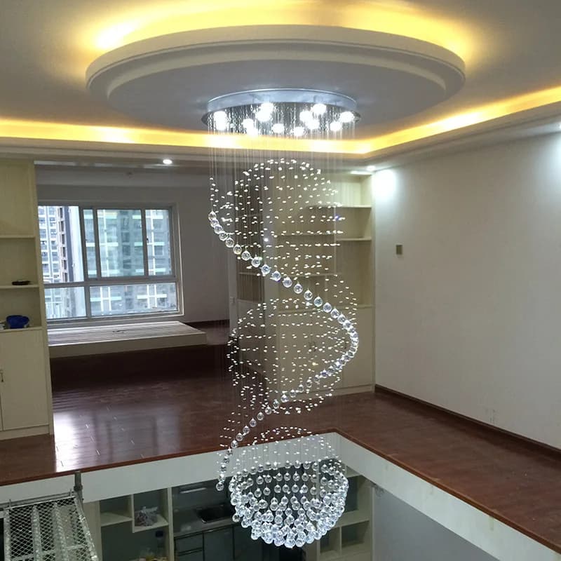 ModernCrystal-Plafonnier LED Long à Double Suspension, Luminaire Décoratif d'Nik, Idéal pour des Esc