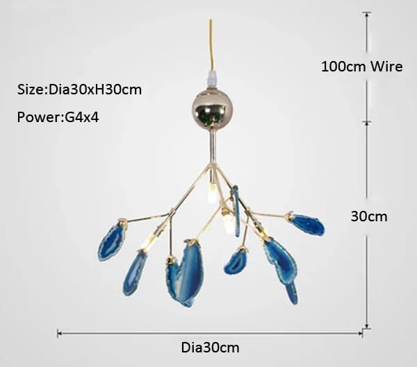 Lustre LED en Agate Moderne, Suspension Luminaire en Forme de Branche d'Arbre pour Salon, Chambre à 