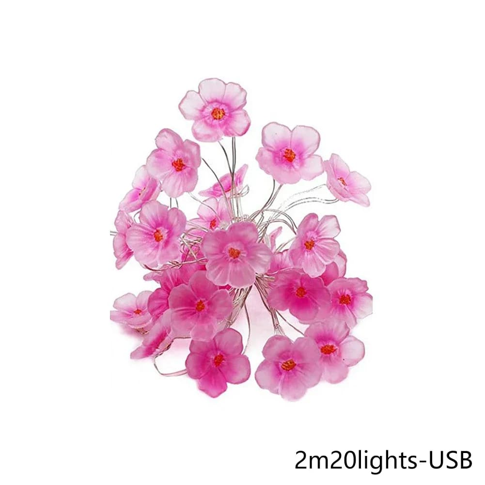 Guirxiété lumineuse LED rose sans fleur, décoration de fête de Noël, guirxiété lumineuse Sakura, 20/