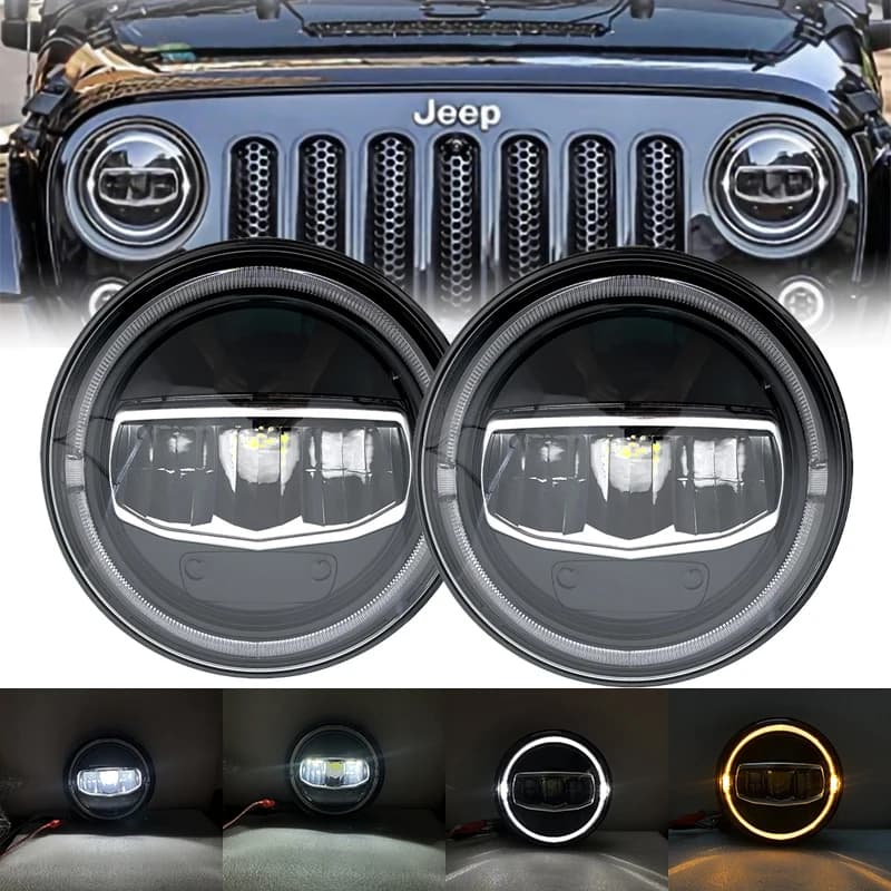 Phares Halo LED de voiture de 7 pouces pour Jeep Wrangler TJ JK Rubicon 1997-2017 pour Lada Niva 4X4