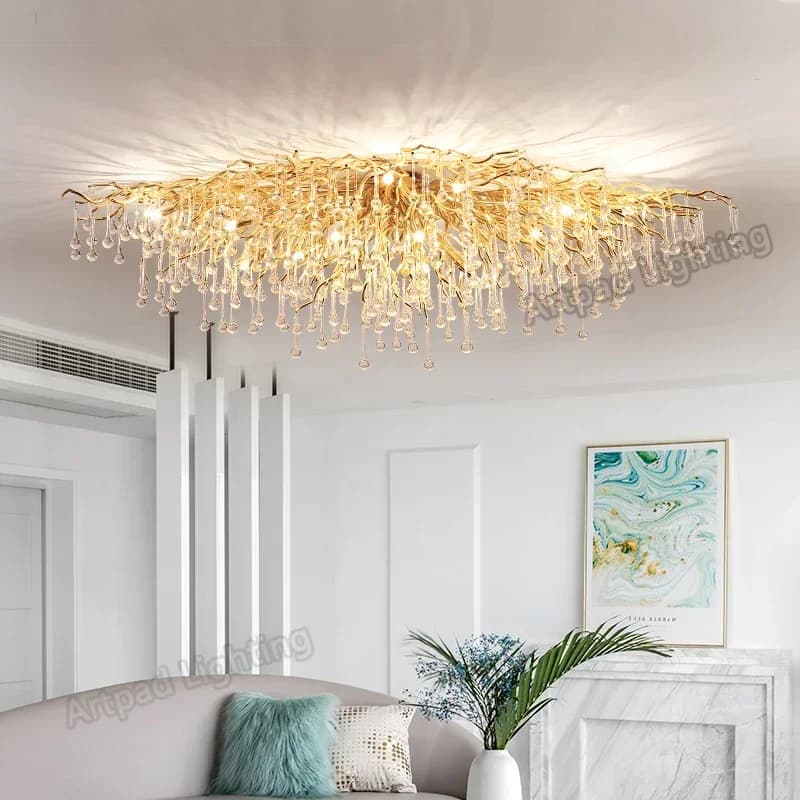 Branche moderne lustres en cristal or luxe éclairage lustre pour chambre salle à manger salon cuisin