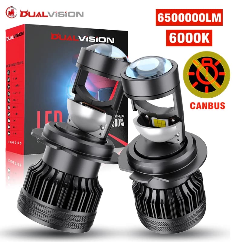 Projecteur LED H7 H4 à lentille laser 1:1, feux de croisement et de route, 9005 9006 HB3 H11 HB4, ph