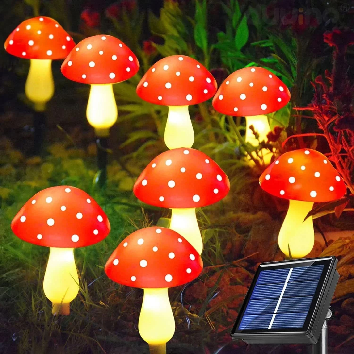 8/12/20LEDS lumières solaires en forme de champignon décor de jardin sur piquet, lumières féeriques