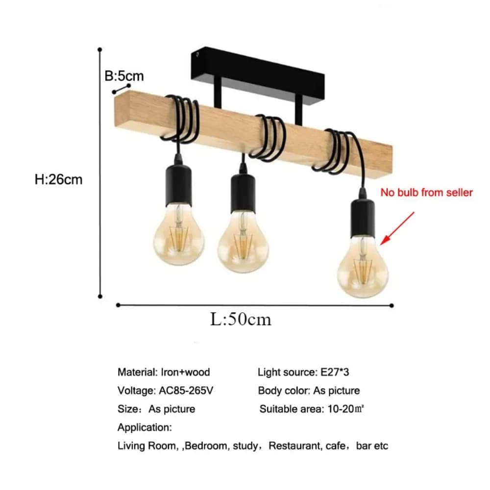 Plafonnier rétro en bois, luminaire décoratif d'intérieur, idéal pour un salon, une salle à manger o