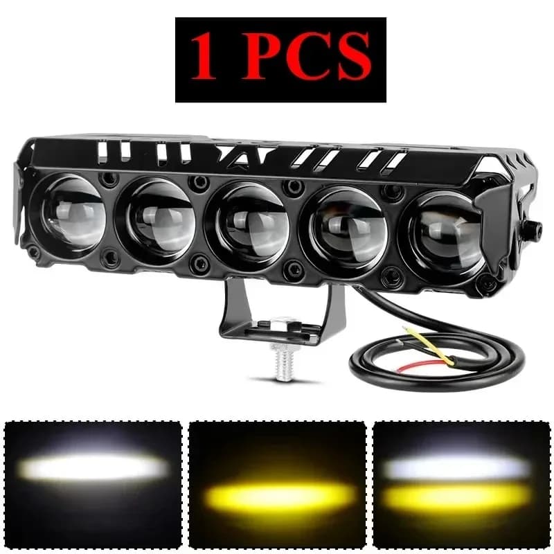 Bande lumineuse LED pour projecteur de moto, 5led, faisceau haut et bas, lentille d'ampoule, lampe m