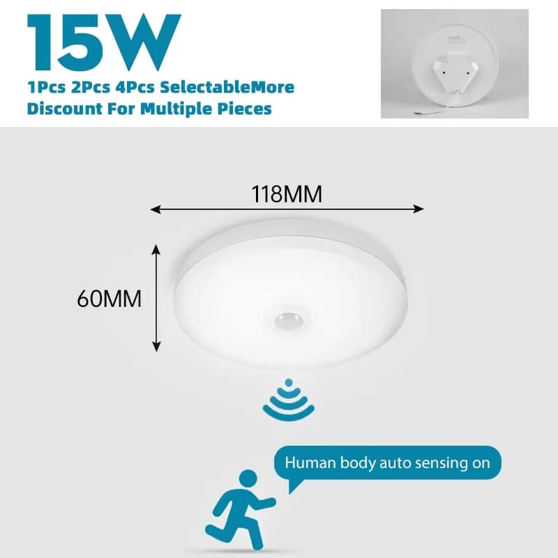 Plafonnier Led avec capteur 110v 220v, lampe à capteur de corps humain 30W, lampes de plafond avec c
