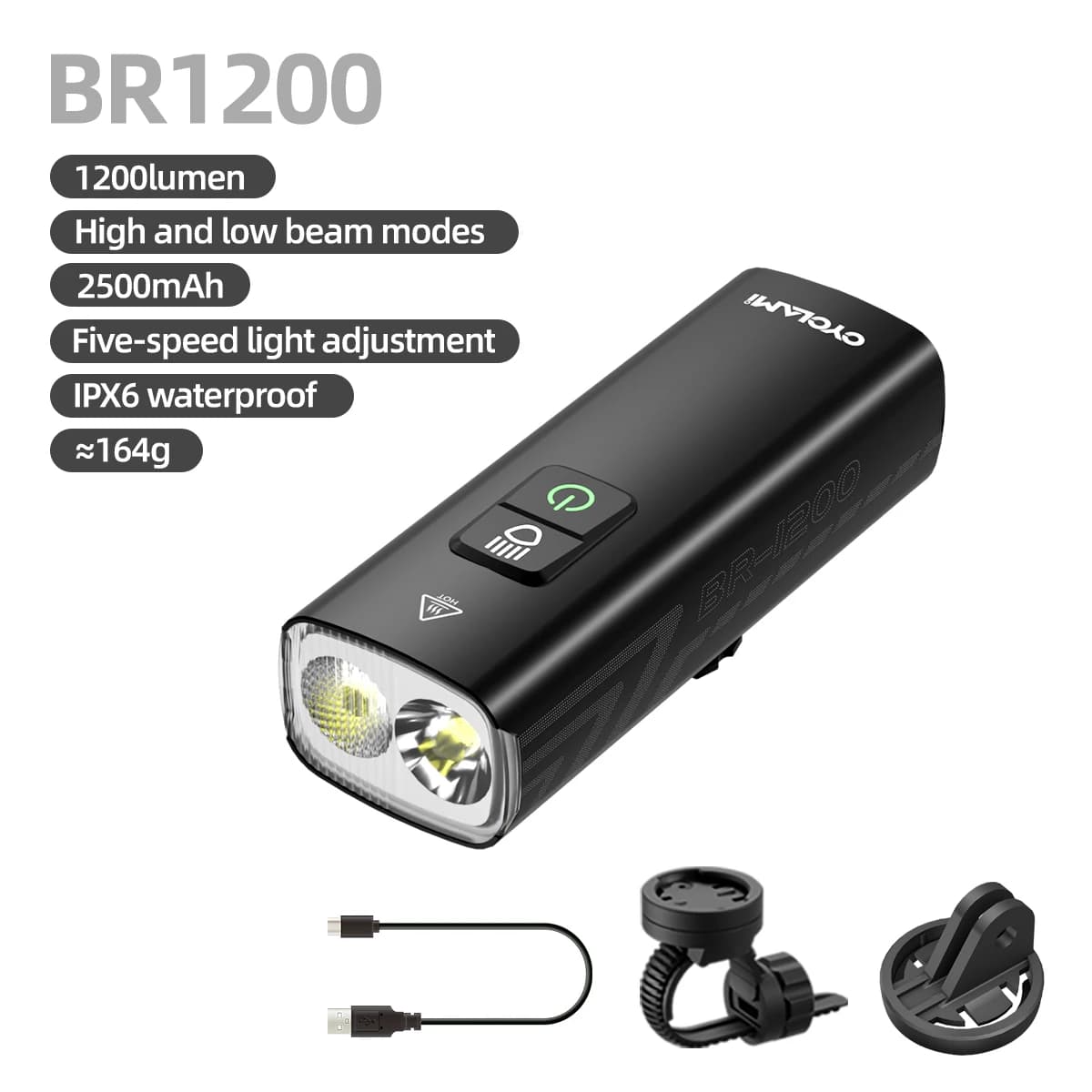 CYCLAMI vélo vélo lumière BR 1200 BR 2000 Lumens Lumen haute luminosité multi-fonction route vtt cyc