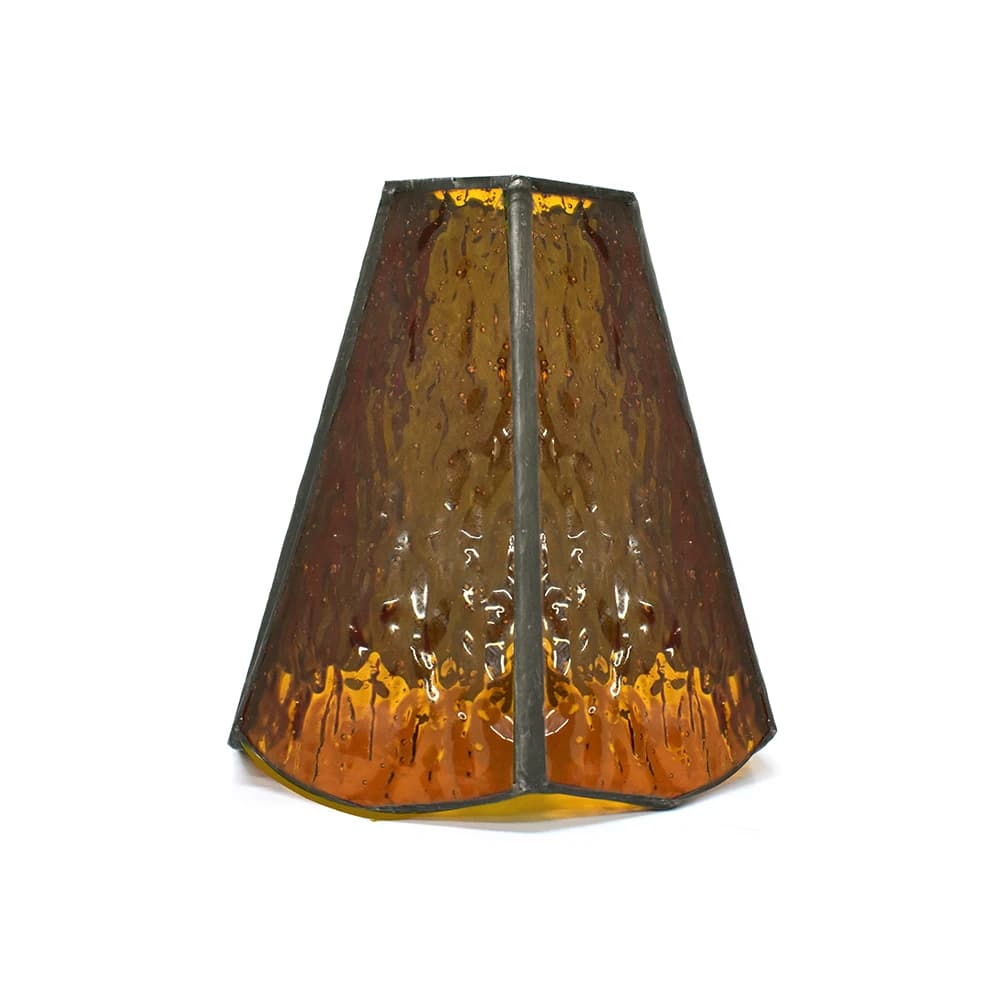 Abat-jour de lanterne de camping en verre rétro fait main, finition bleu glace/ambre à effet d'ondul