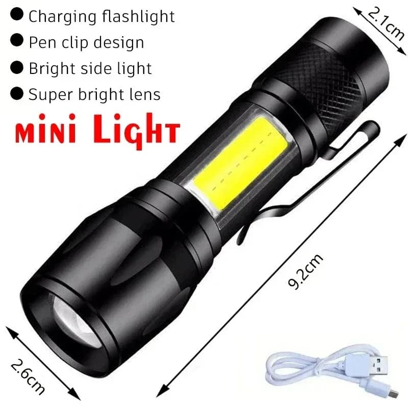 Mini lampe torche LED COB puissante, rechargeable par USB-C, lampe de travail suspendue, étanche, po