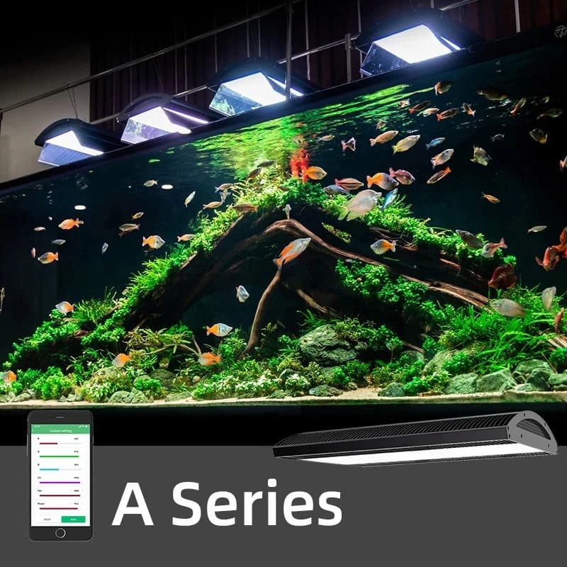 Lumière LED pour aquarium 120W spectre complet RGB+UV, contrôle par application, intensité réglable,