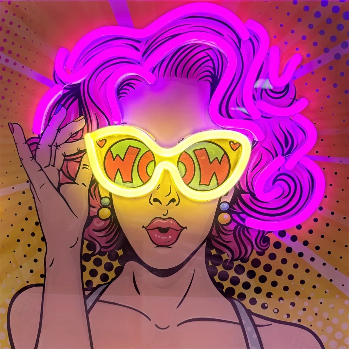 Wow Lady Pop Art LED enseigne au néon USB Dimmable lumière au néon pour Mancave et Salon de beauté P
