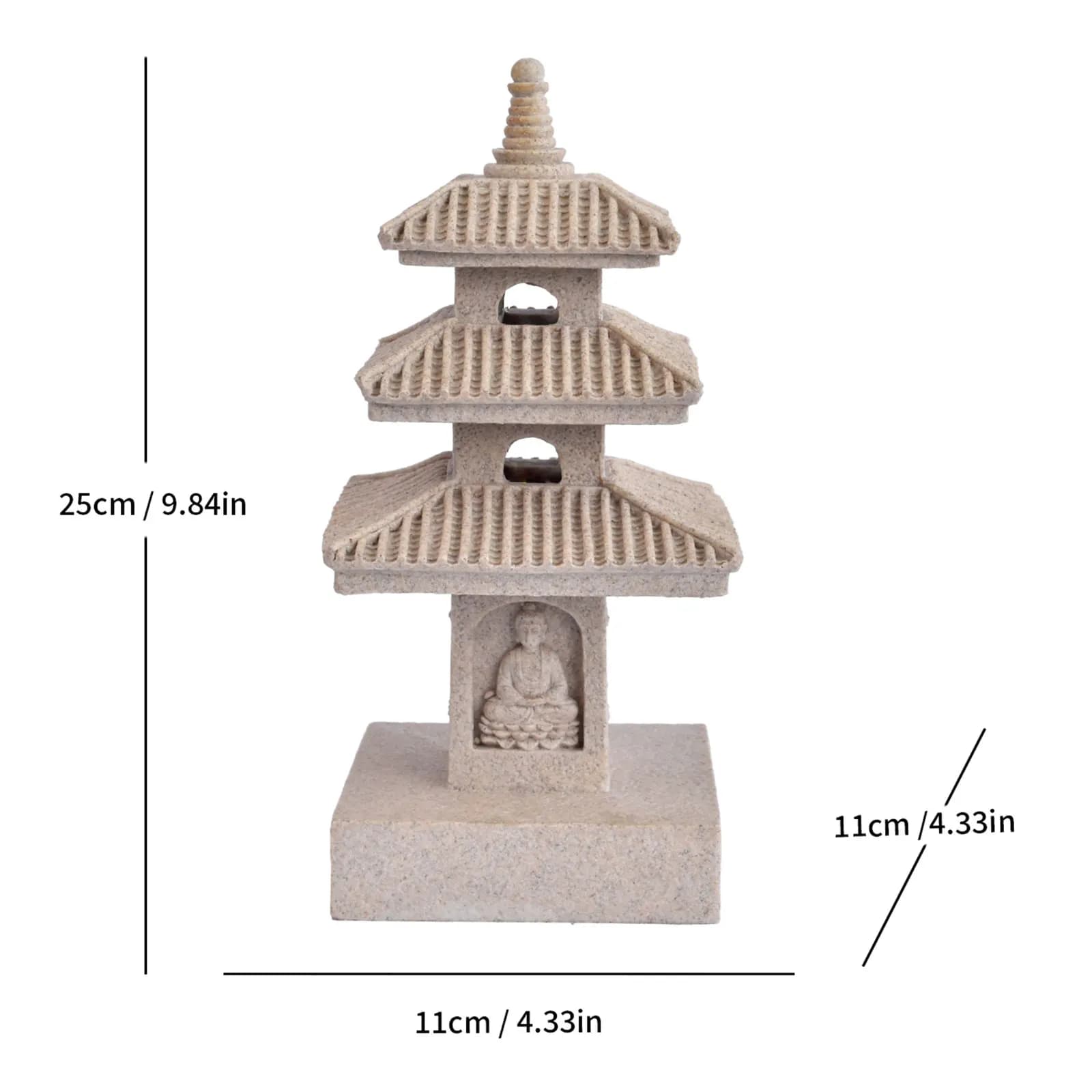 Lanterne solaire pagode, statue d'inspiration zen, lampe décorative, décorations de jardin extérieur