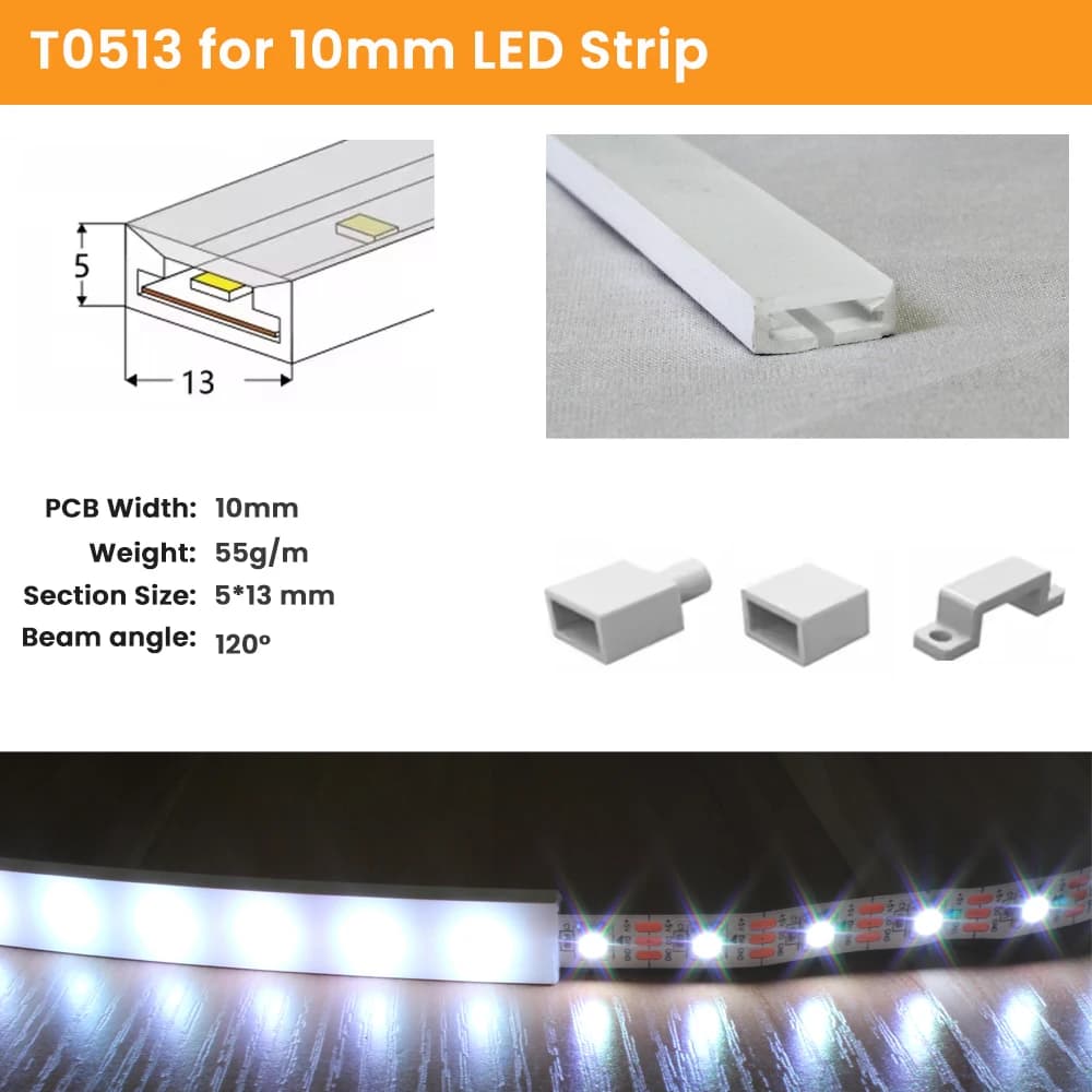 Diffuseur LED, tube flexible en silicone, tube néon, blanc laiteux, transparent, étanche IP67, pour 