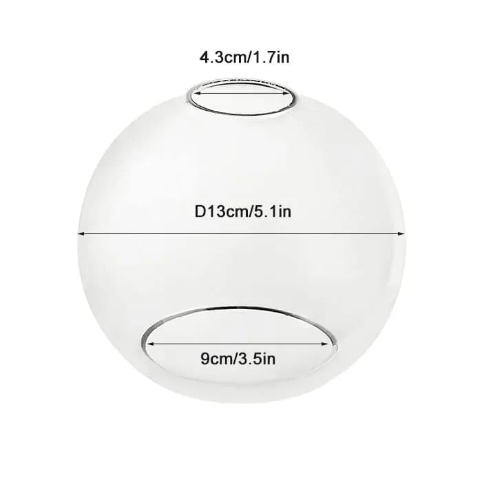 Abat-jour en verre Globe Transparent D4.3cm, remplacement D15cm D20cm D25cm, couvercle de lumière Tr