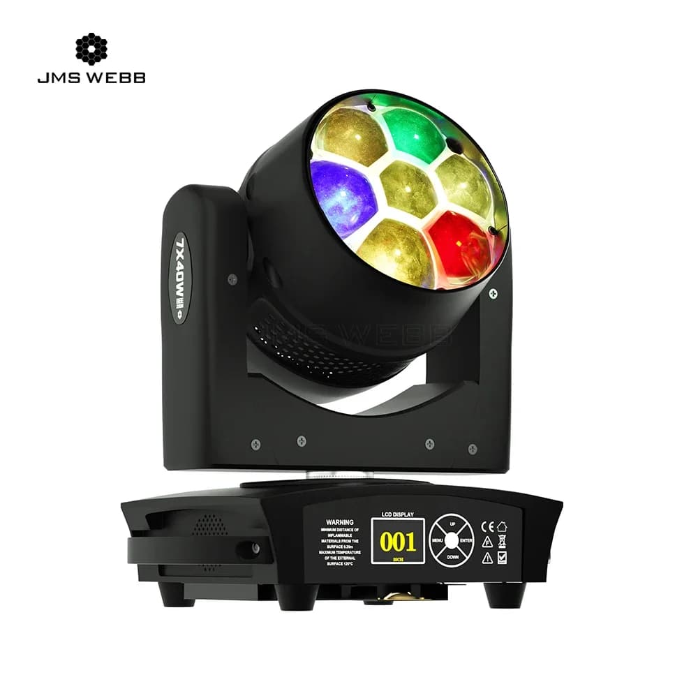 JMS WEBB LED Zoom faisceau lavage petites abeilles yeux 7x40W RGBW tête mobile lumière Rotation lent
