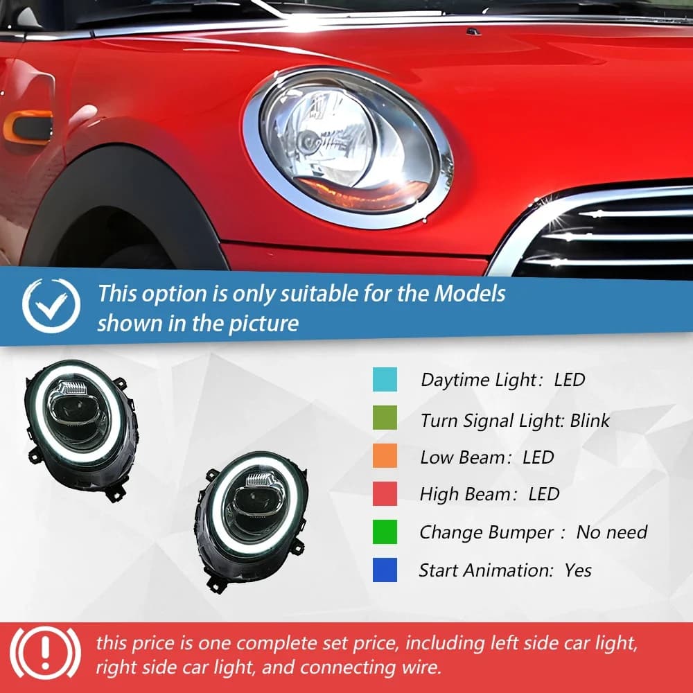 Pour Mini Clubman F55 F56 2014-2019, ensemble de phares de voiture, 23 styles, phares LED automatiqu