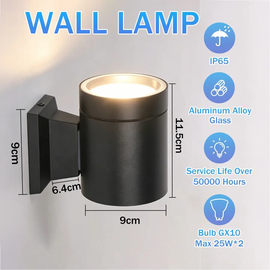 Applique murale LED GX53 pour extérieur, 220V, ampoule remplaçable, en aluminium, étanche IP65, lamp