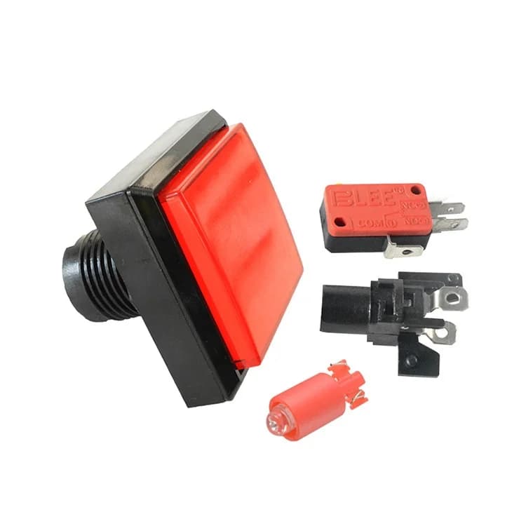 Bouton poussoir d'arcade 5 couleurs 12V lampe LED éclairée 51mm grand carré Arcade lecteur de jeu vi