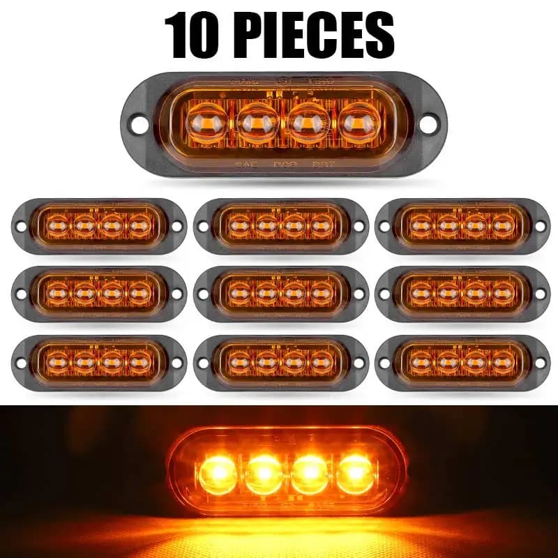 Feux de position latéraux à 4 LED 12V 24V, clignotants, feux de gabarit E8 DOT, feux d'avertissement