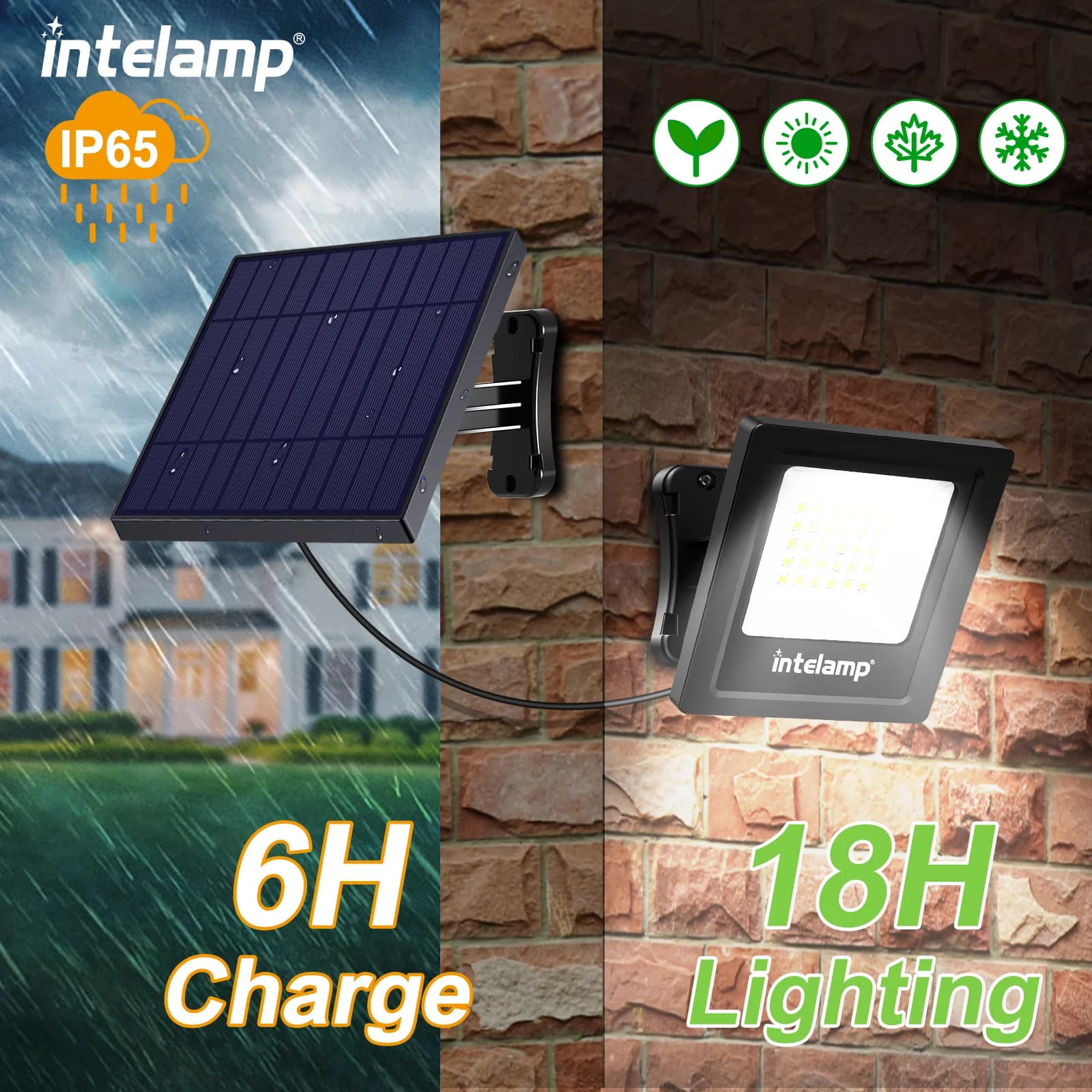 Intelamp – lot de 2 lampes solaires d'extérieur, 4400mah, étanches, lampes de rue, éclairage de sécu