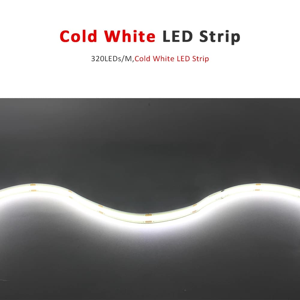 Bande LED COB 12V 24V RGB RGBW RGBCCT, ruban Flexible 5M 320LED s 756LED s 784LED s 840LED s, éclair