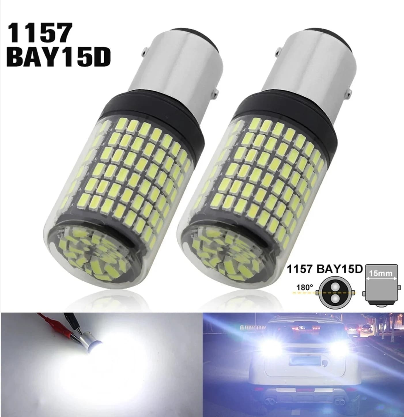 Ampoule LED Canbus 1157 BAY15D 144SMD 20W pour feux de freinage, de recul et de position arrière de 