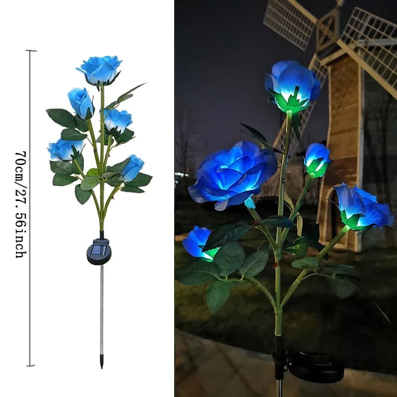 5 têtes Rose pelouse lampe lumières solaires extérieur décoratif solaire jardin lumières pour cour P