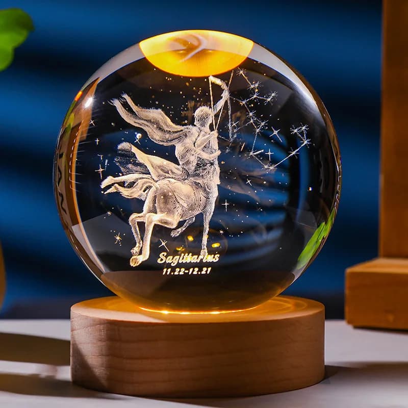 Boule de cristal Constellation 3D, veilleuse gravée au Laser, cadeau d'anniversaire, sphère en verre