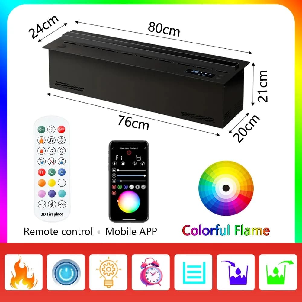 Cheminée atomisée intelligente 3D LED flamme colorée ECO vapeur d'eau cheminée électrique pour salon
