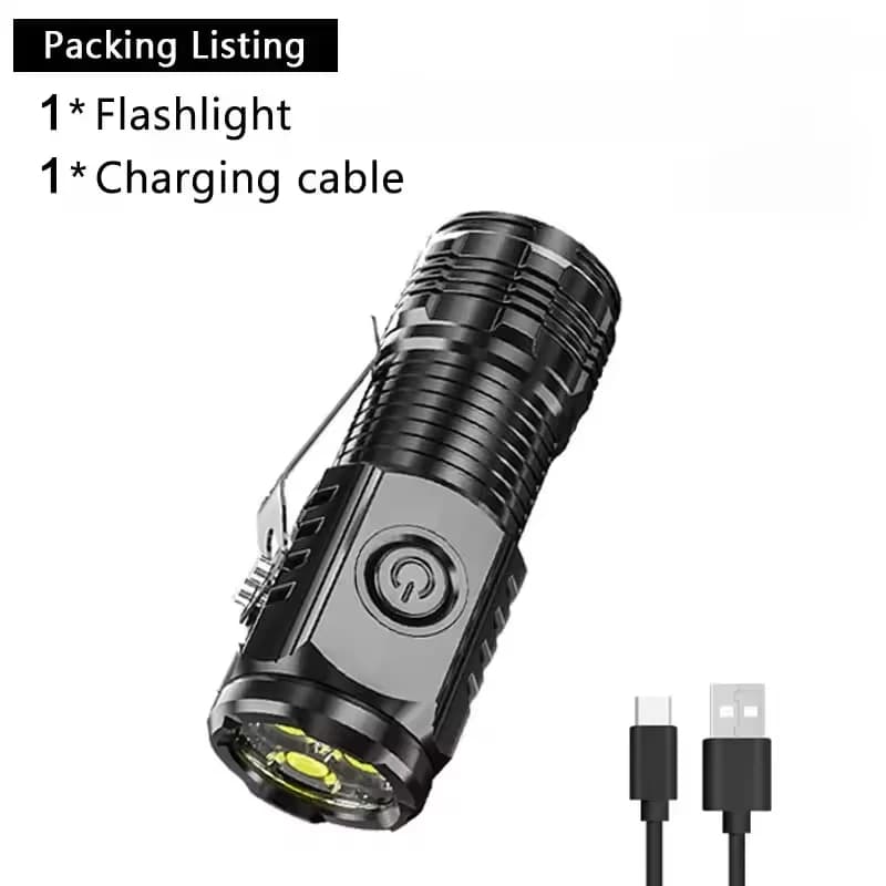 MINI lampe de poche LED Super brillante, torche USB, Zoom Rechargeable, lanterne de pêche, puissante