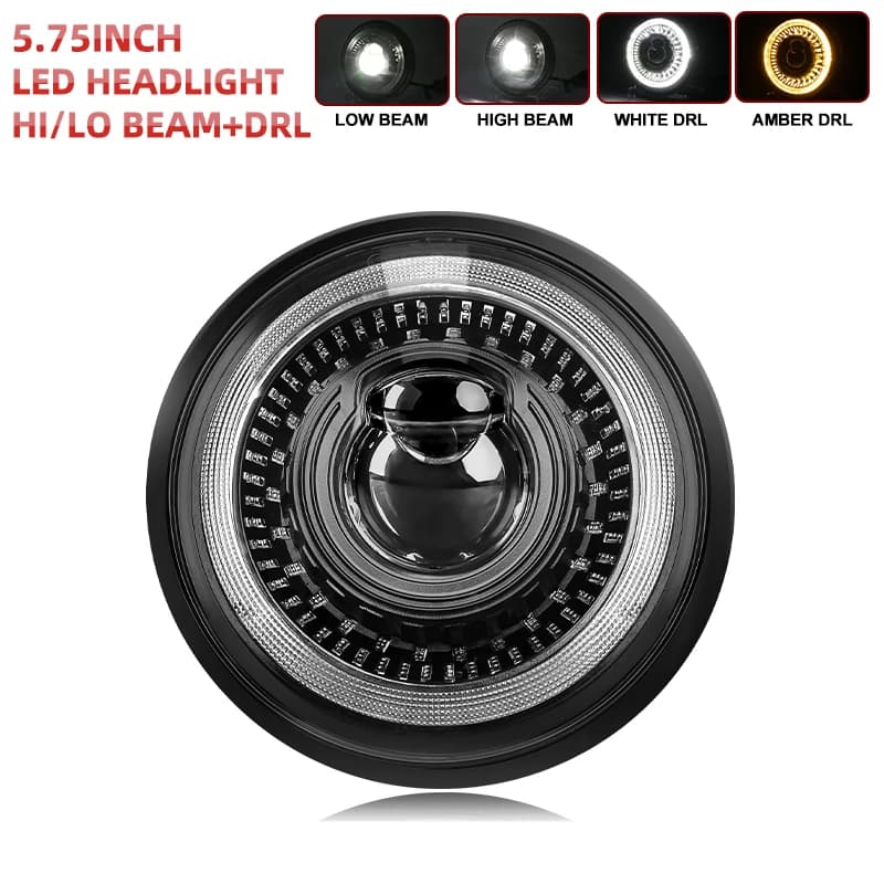 HAOLIDE Phare LED rond de 5,75 pouces pour moto, compatible avec Harley Davidson, Honda, Yamaha, Suz