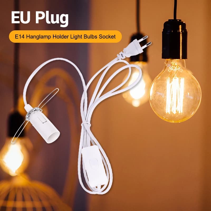 Support de lampe suspendue E14 avec prise EU, interrupteur et câble d'alimentation de 1,55 m pour lu